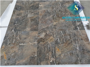 60X60 Coffee Marble Polished Floor Gold Border Ceramic Tile