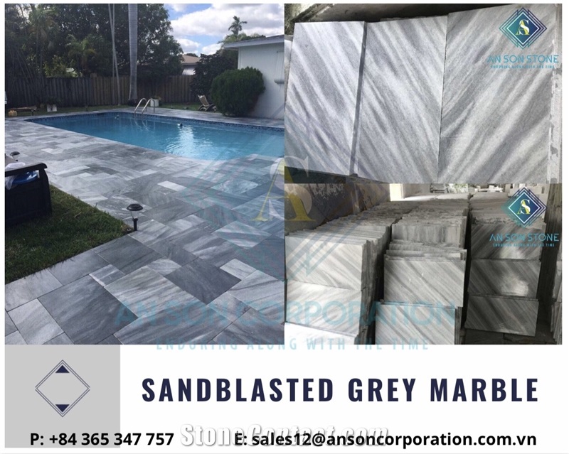 Big Deal 10% Sandblasted Grey Marble For Swimming Pool 