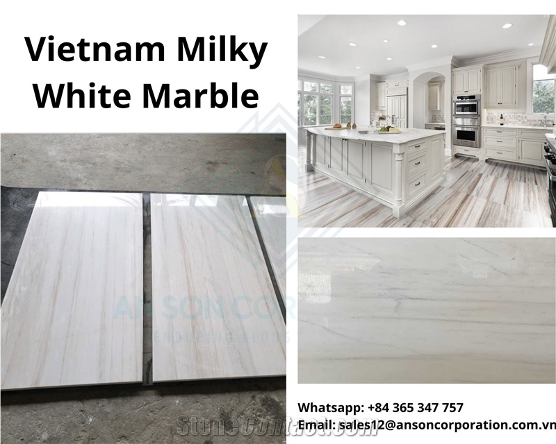 Milky White Marble Tile For Flooring & Wall Cladding 