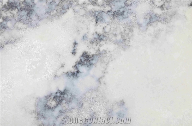 Super Translucent Quartz Stone Slab White Blue High Quality
