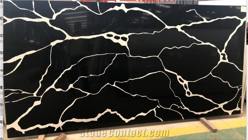 Black Pattern Quartz Stone For Interior Wall Floor 