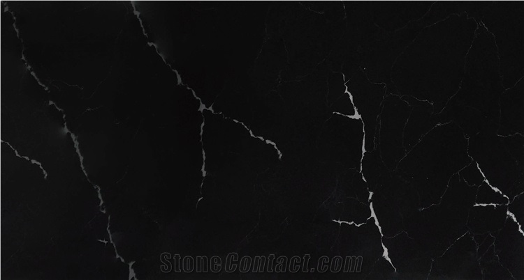 Calacatta Black Quartz Stone Kitchen Countertops