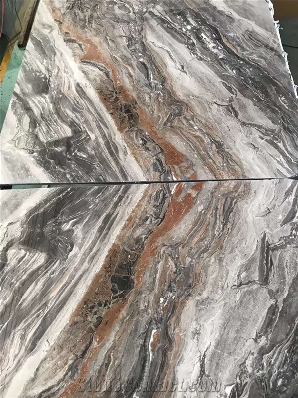 Natural Bookmatch Venice Brown Marble For Tile/Background