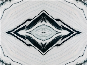 Panda White Bookmatch Marble Slab For Interior Design
