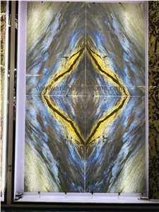 Garda Crystal Blue Slabs Cristalita Blue Backlit Wall Panels