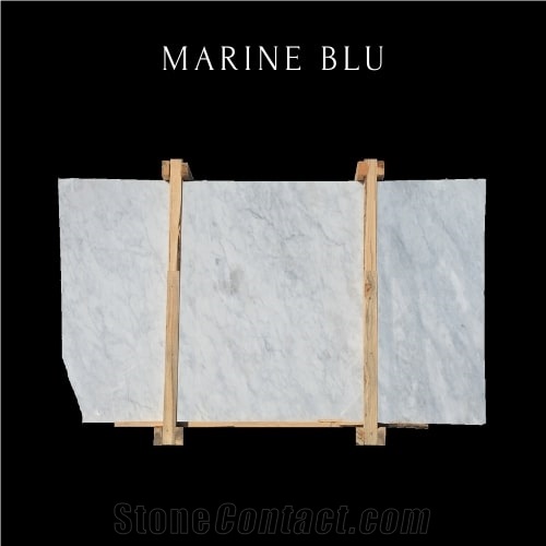 Cloudy White Marble Slab - Blue Cloudy Marble Slab
