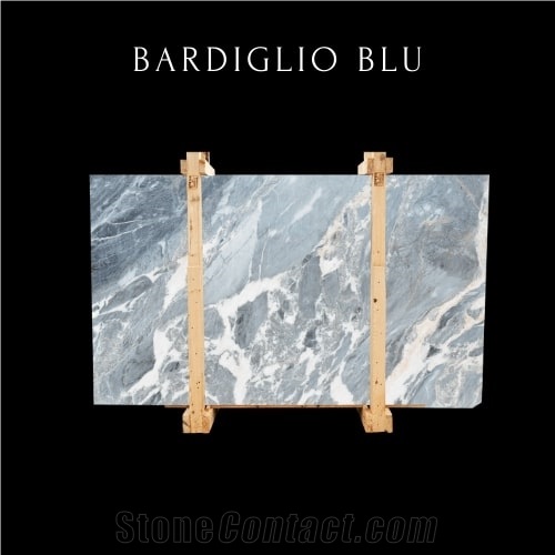 Wavy Blue Marble Slab - Blue White Mixed Marble Tile
