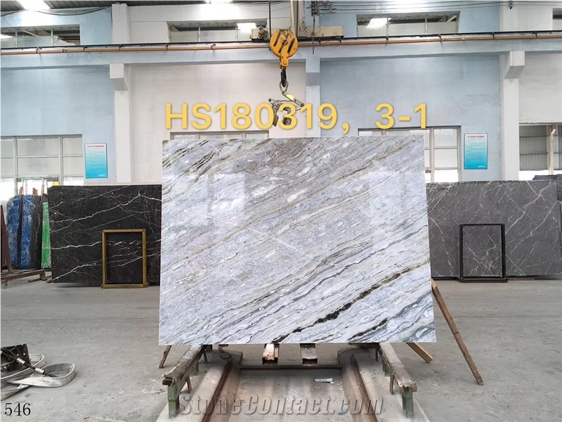 China Changbai Blue Danube Marble Slab In China Stone Market