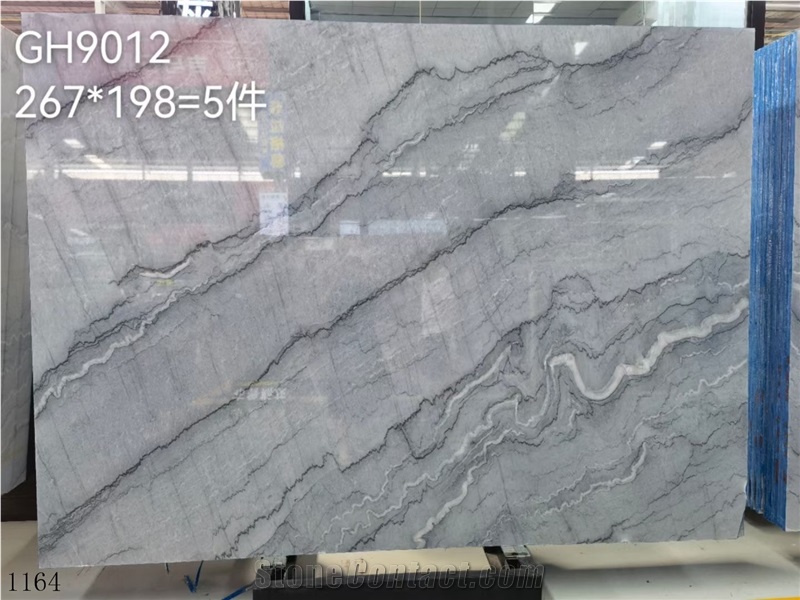 China Galanz Grey Fire Athens Wood Grain Silver Marble Slab