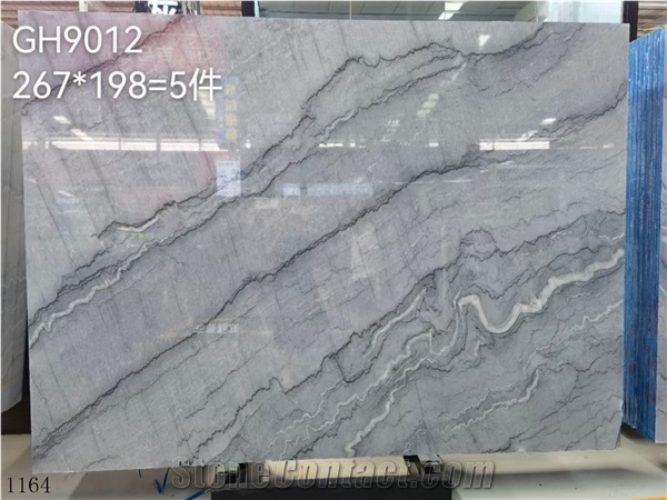 China Galanz Grey Silver Fire Athens Marble Wood Grain Slab