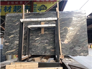 China Nine Dragon Marble Wood Jade Stone Green Wave Slab