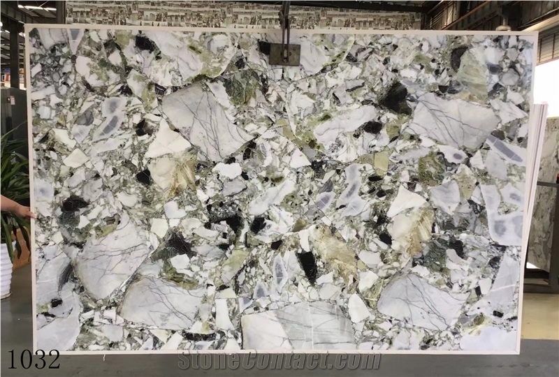 China Primavera White Beauty Green Ice Cold Marble Slab Tile