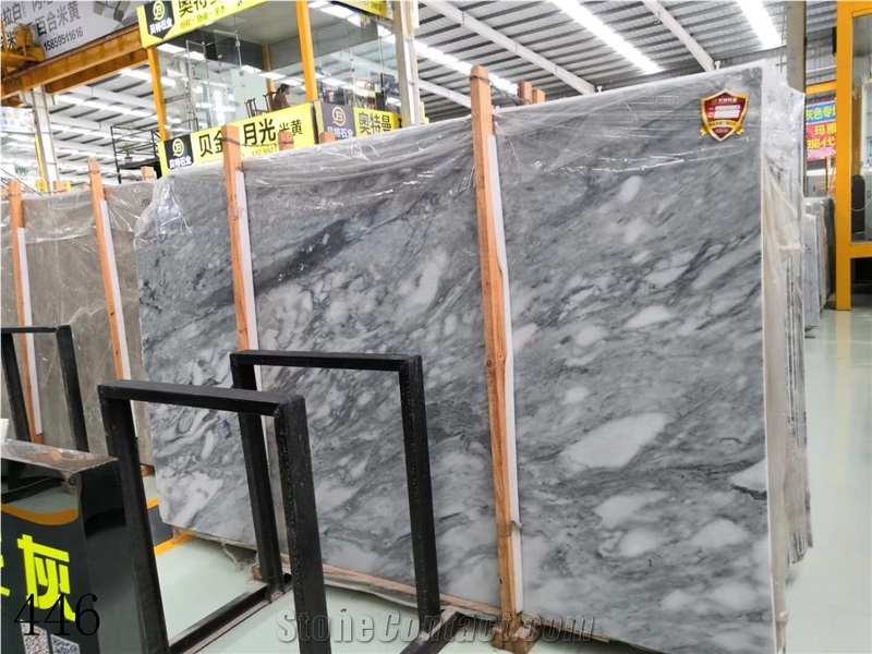 China Snow Grey Slab Snowflake Marble In China Stone Market