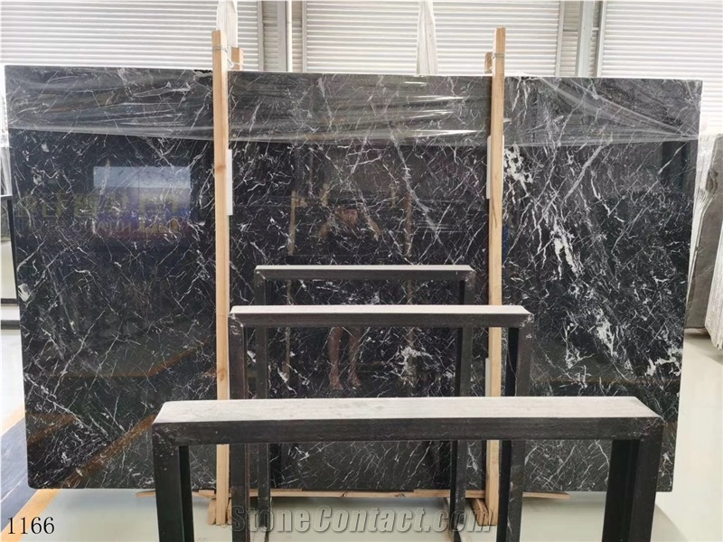 Oriental Black With Vein Marble Slab In China Stone Market