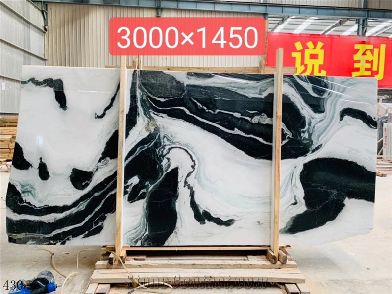 Panda White Marble Landscape Paintings In China Stone Market
