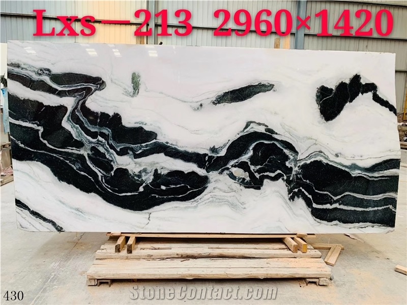 Panda White Paintings Marble Slab Tile In China Stone Market