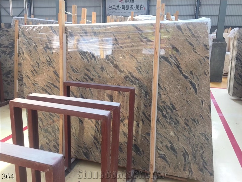 Philippines Apollo Grey Tiger Gray Gold Mocca Marble Slab