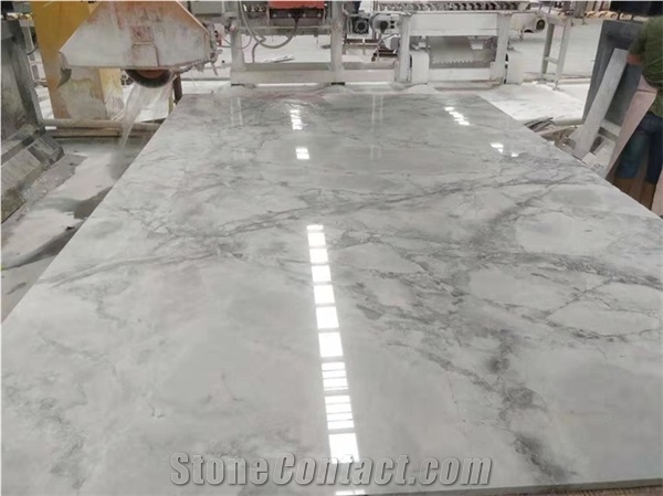 Super White Quartzite Slab & Bathroom Tile Kitchen