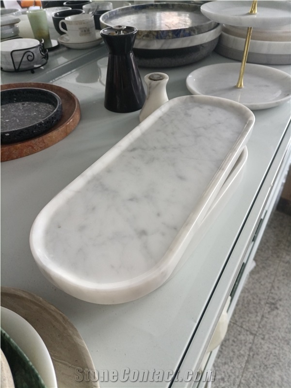 Carrara White Marble Chess Plate, Natural Stone Fruit Tray