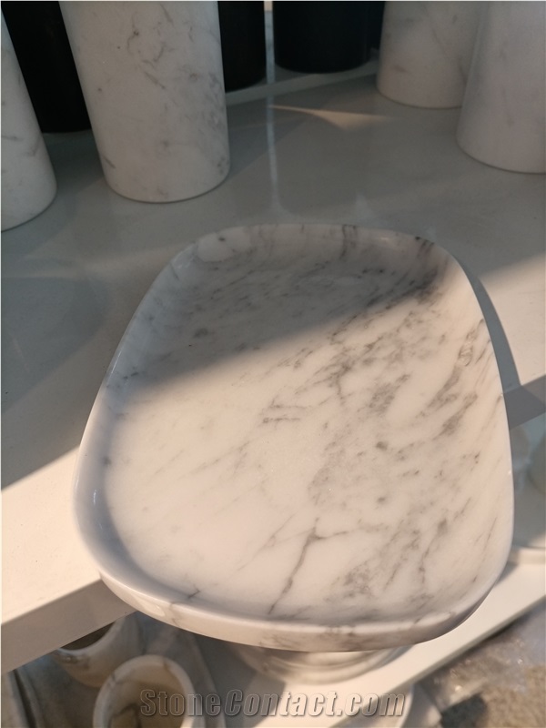 Carrara White Marble Food Dishes As Home Decor Product