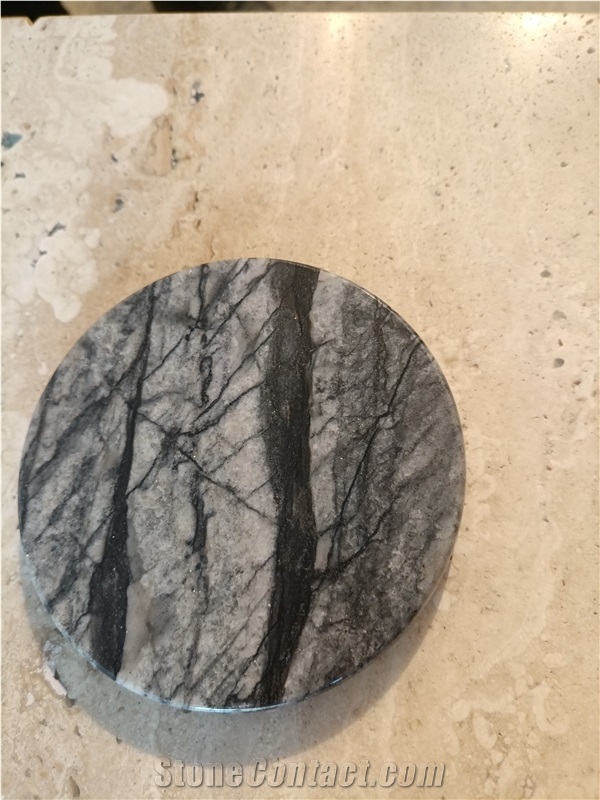 Nero Marquina Black Marble Cup Wad, Stone Cup Mat Coaster