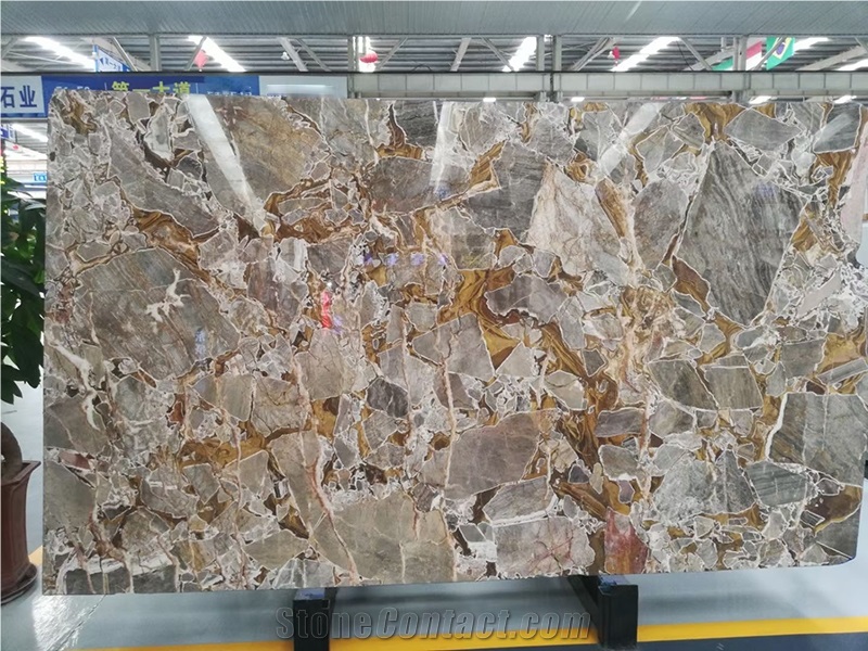 Versailles Gold Quartzite Brazil Luxury Stone Wall Panel