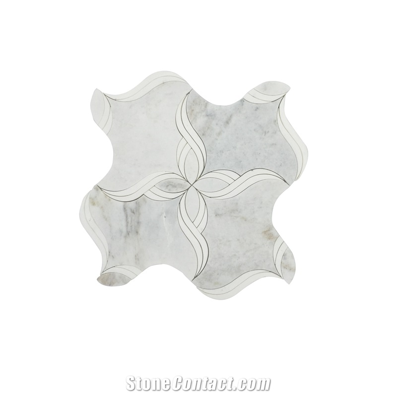 Mosaic Marble Natural Artistic Calacatta White Tile Waterjet
