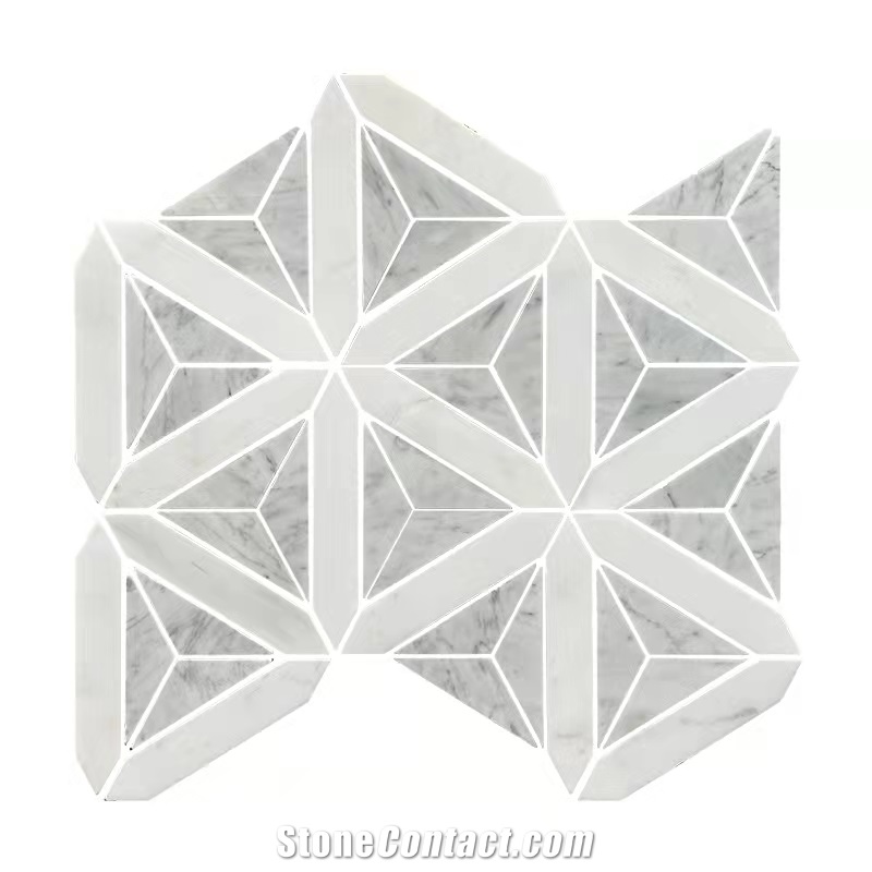 Mosaic Natural Marble Stone White Grey Tile Artistic
