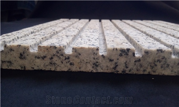 Snowy White Flamed-Cut Broken Grooved Granite Tiles
