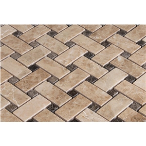 Cappuccino Emperador Dark Marble Mosaics - Basketweave