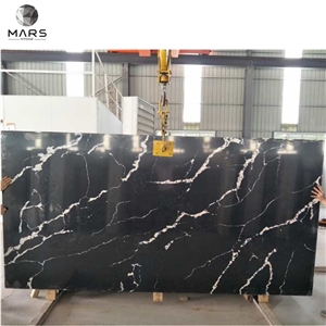 Similiar As Black Nero Marquina Artificial Quartz Stone Slab