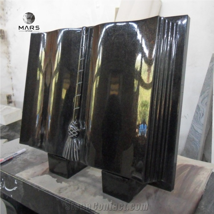 2021 China Factory Black Granite Open Book Shape Tombstones