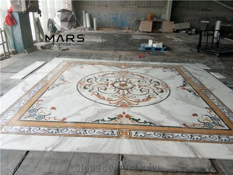 Custom Royal Arabic Majlis Water Jet Marble Flooring Designs