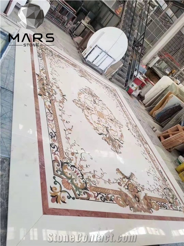 Custom Royal Arabic Majlis Water Jet Marble Flooring Designs