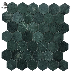 Honed Indian Green Marble Hexagon Mosaic Tiles For Wall
