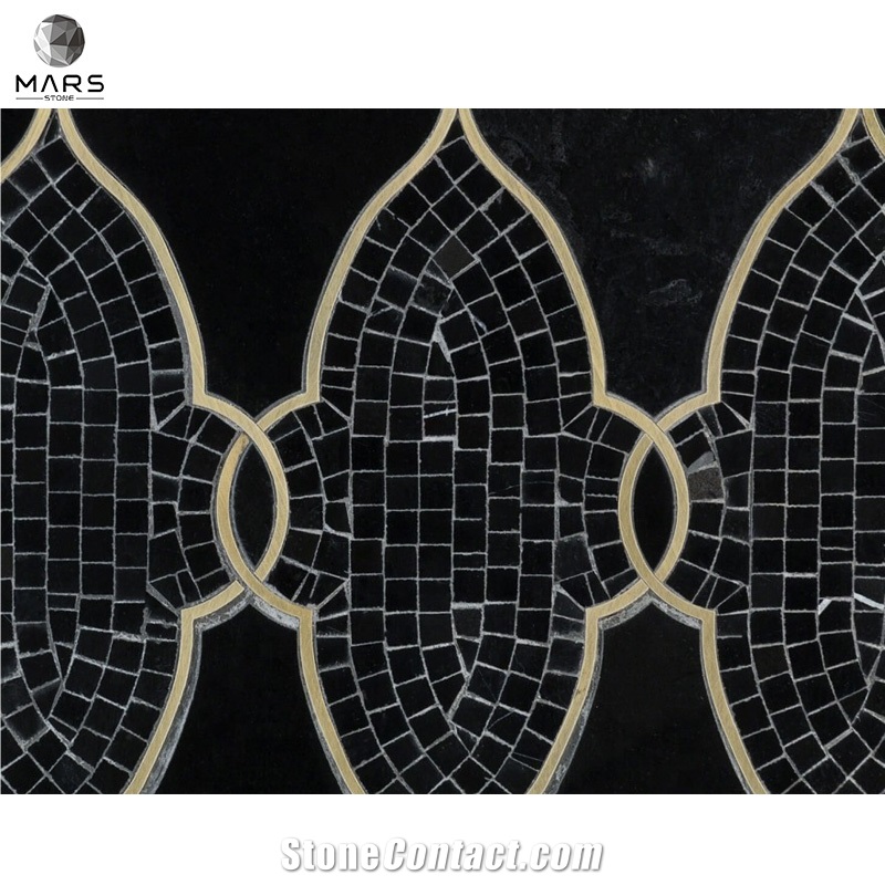 Irregular Shape Marble Metal Mosaic Tiles Stone For Kitchen