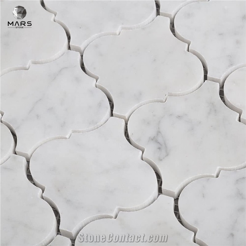 Italian Carrara White Bianco Lantern Marble Mosaic Arabesque