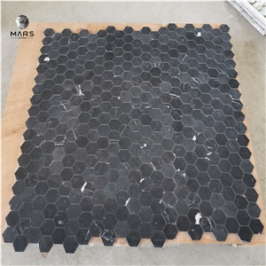 Nero Marquina Black Marble With White Veins Mosaic Hexagonal