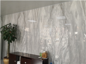 Bookmatch Cloudy White Marble Wall Tile