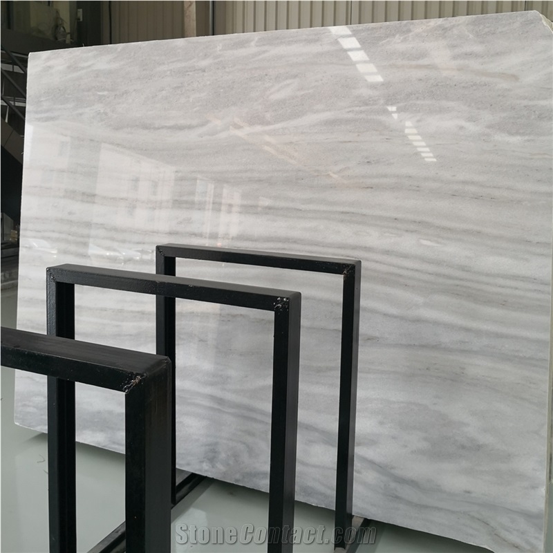 Bookmatch Cloudy White Marble Wall Tile