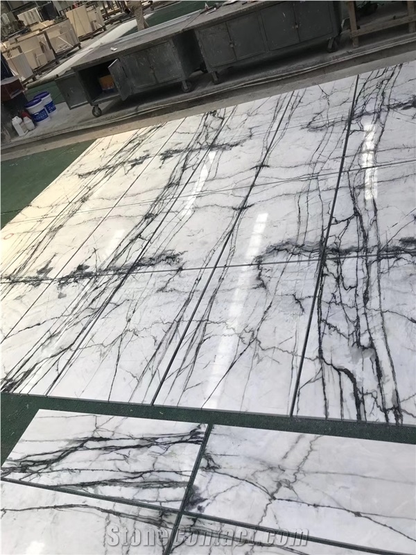 Bookmatch Milas Lilac White Marble Slabs