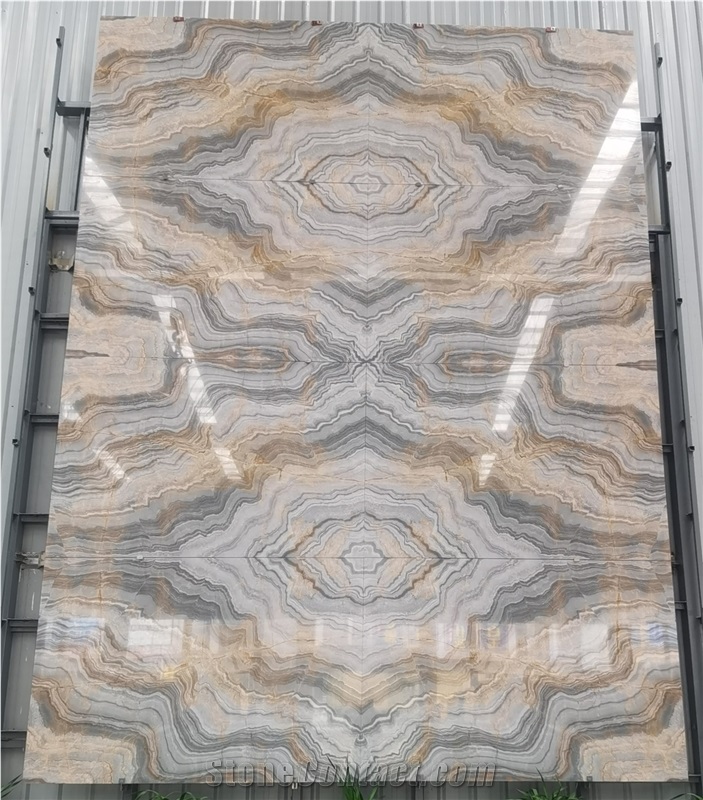 Bookmatch Roma Impression Brown Marble Slabs