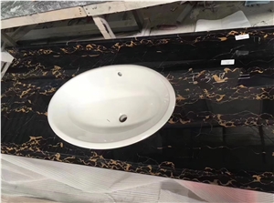 Italy Nero Portoro Macchia Larga Gold Marble Countertop