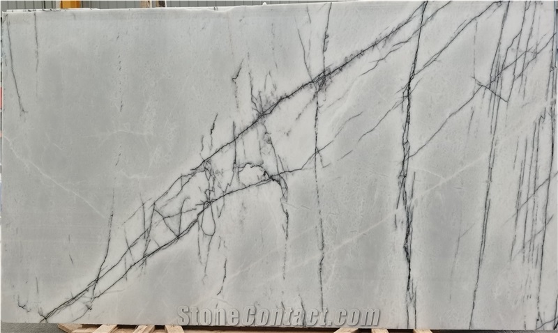 Polished Turkey Milas White Marble With Purple Veins
