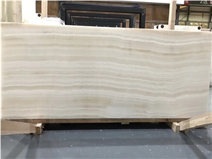 Polished Turkey White Tiger Beige Onyx Slab