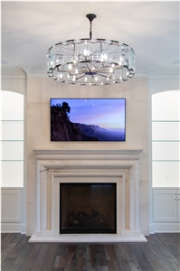 Hand Made Crema Marble Fireplace