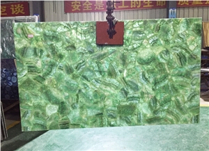 Backlit Green Fluorite Gemstone Slab & Tile