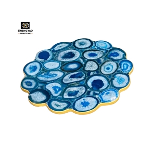 Blue Agate Gem Stone Small Table