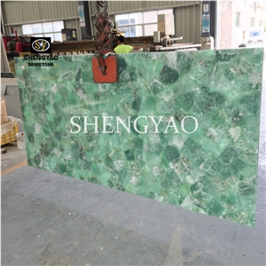 Green Fluorite Crystal Semi Precious Stone Slab