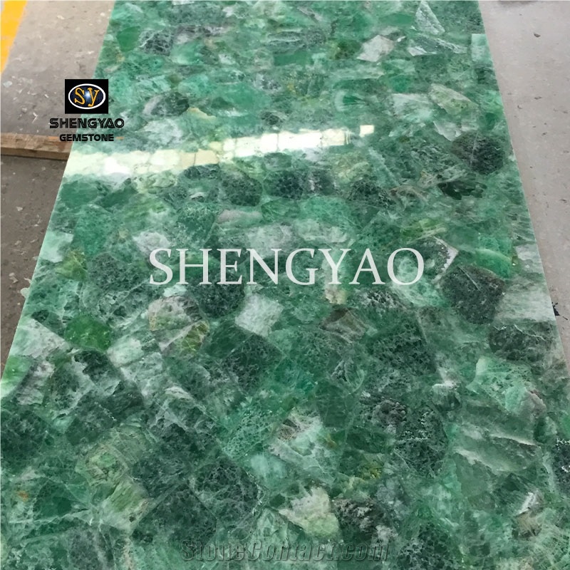 Green Fluorite Crystal Semi Precious Stone Slab